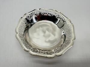 WMF Ikora Germany Electroplated Brass Bowl Pierced Rim Silver Tone Serving Dish